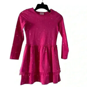 Hanna Andersson Pink Tiered Gold Star Twirl Dress Size 140 / 10